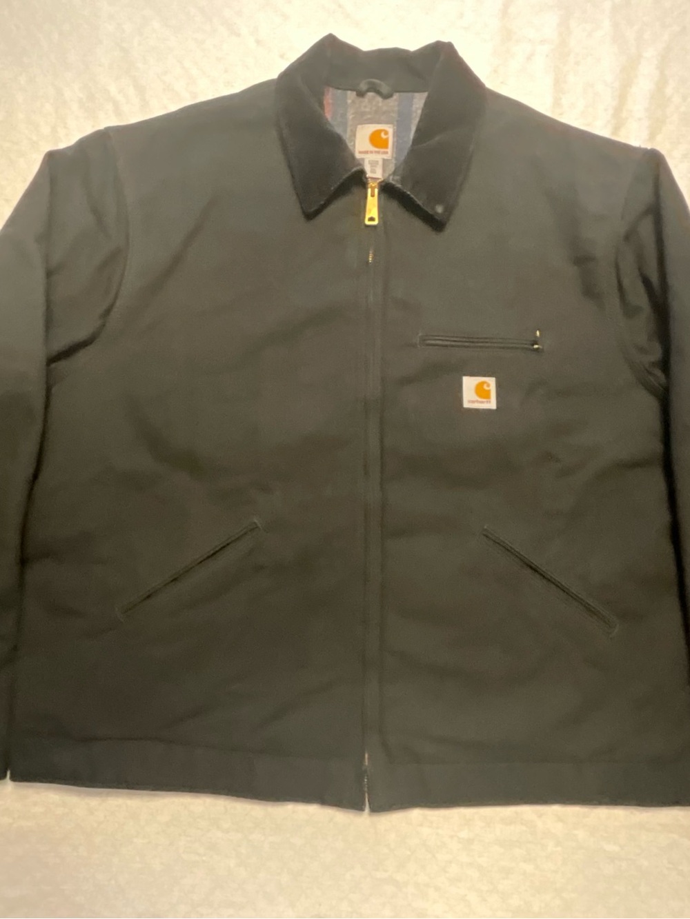 Carhartt Men's Black Detroit Blanket-Lined Zip Front Work Jacket 2XL Tall USA
